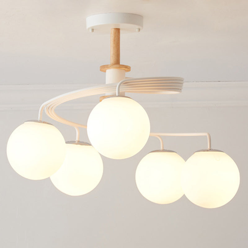 Sleek Globe Living Room Illumination: Ultra - Contemporary Milk Glass Semi - Flush Ceiling Light 5