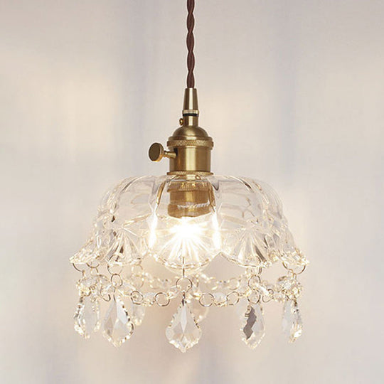 Sophia - Vintage Flower Shape Shade Ceiling Pendant Lamp With Crystal