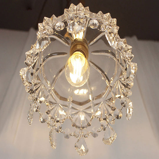 Sophia - Vintage Flower Shape Shade Ceiling Pendant Lamp With Crystal