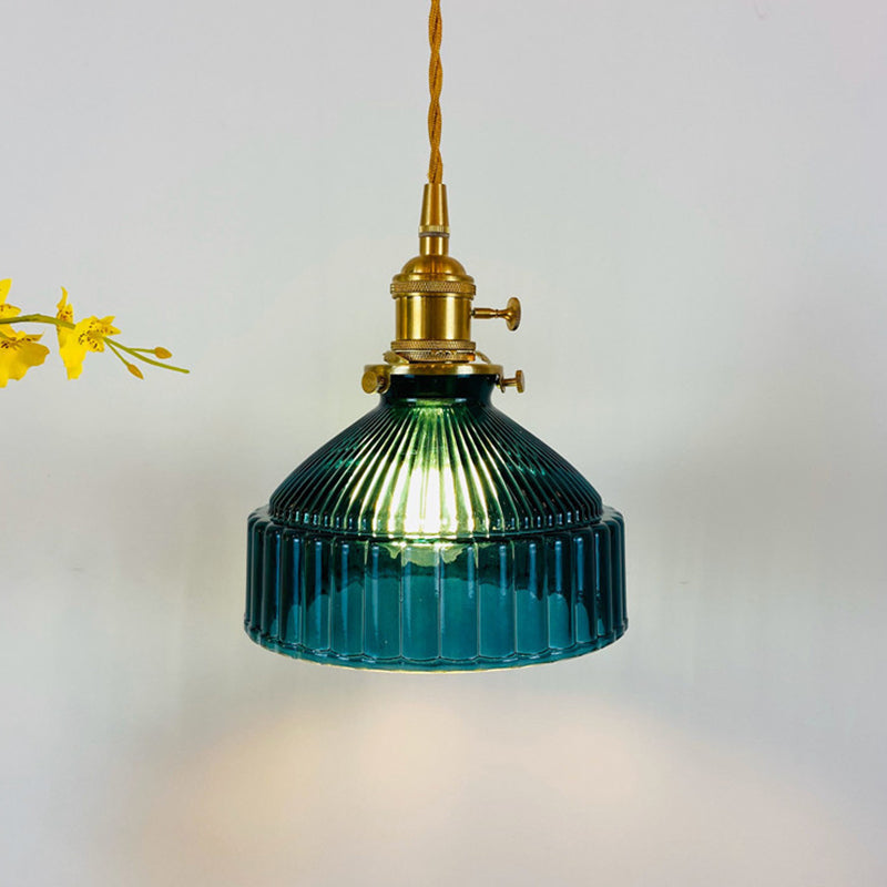 Samantha - Retro Industrial 1 Light Pendant Lamp Prismatic Glass Barn Lighting For Living Room