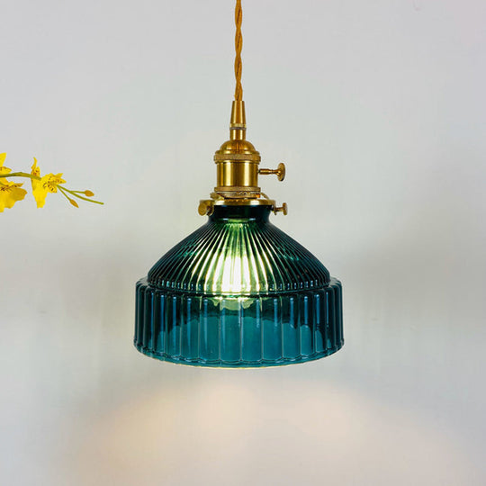 Samantha - Retro Industrial 1 Light Pendant Lamp Prismatic Glass Barn Lighting For Living Room