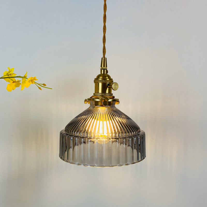 Samantha - Retro Industrial 1 Light Pendant Lamp Prismatic Glass Barn Lighting For Living Room