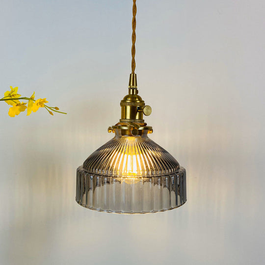 Samantha - Retro Industrial 1 Light Pendant Lamp Prismatic Glass Barn Lighting For Living Room