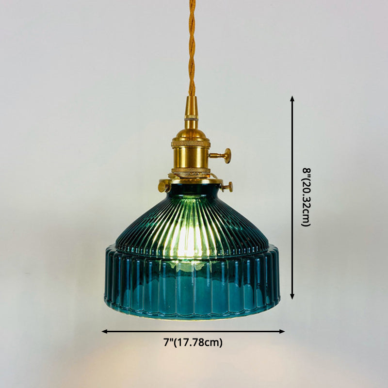Samantha - Retro Industrial 1 Light Pendant Lamp Prismatic Glass Barn Lighting For Living Room