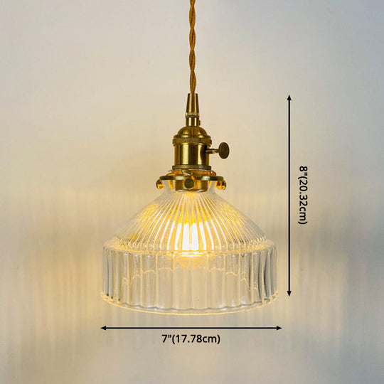 Samantha - Retro Industrial 1 Light Pendant Lamp Prismatic Glass Barn Lighting For Living Room