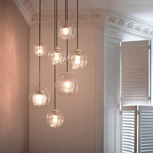 Elena - Modern Clear Double Glass Hanging Lamp For Living Room