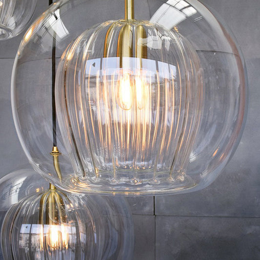 Modern Clear Double Glass Hanging Pendant Lamp For Living Room Lighting