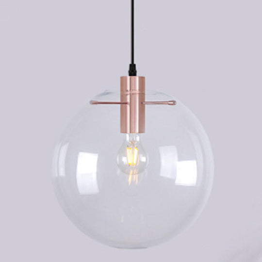Andrea - Modern Minimalist Clear Glass Dining Room Pendant Light Rose Gold / 8