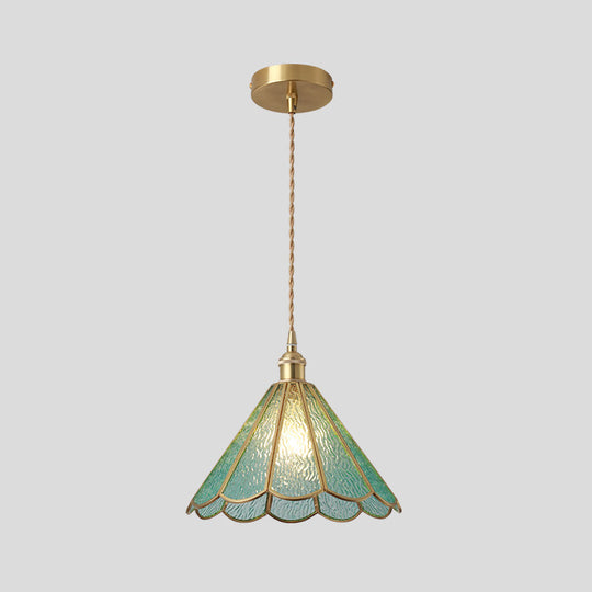 Corinne - Tiffany Suspended Lighting Fixture Style Shaded Glass Hanging Pendant With Brass Canopy