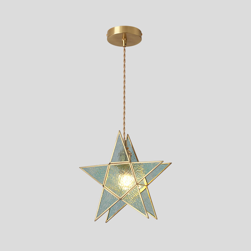 Corinne - Tiffany Suspended Lighting Fixture Style Shaded Glass Hanging Pendant With Brass Canopy