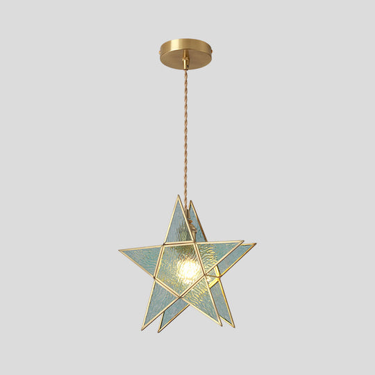 Corinne - Tiffany Suspended Lighting Fixture Style Shaded Glass Hanging Pendant With Brass Canopy