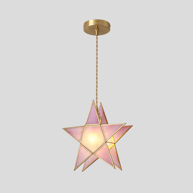 Corinne - Tiffany Suspended Lighting Fixture Style Shaded Glass Hanging Pendant With Brass Canopy