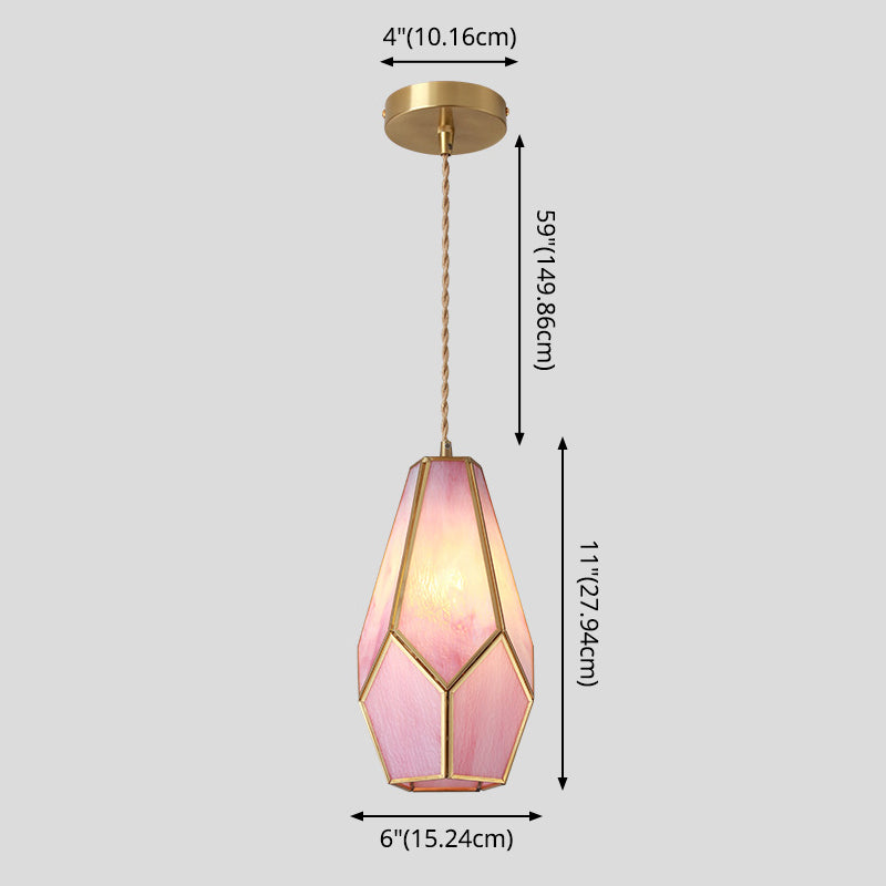 Corinne - Tiffany Suspended Lighting Fixture Style Shaded Glass Hanging Pendant With Brass Canopy