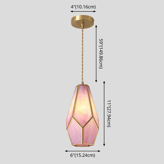 Corinne - Tiffany Suspended Lighting Fixture Style Shaded Glass Hanging Pendant With Brass Canopy