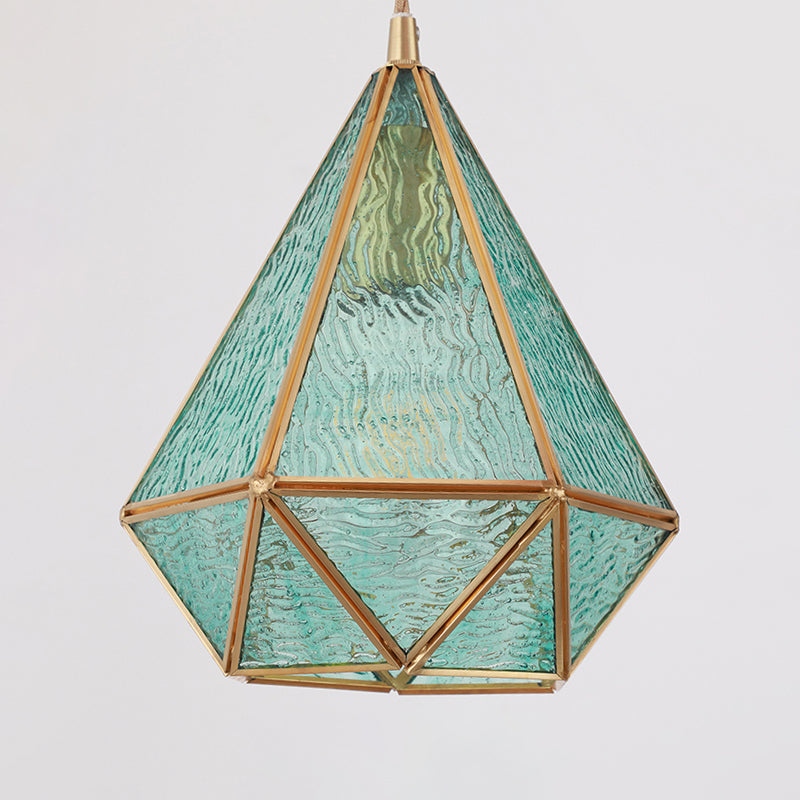 Corinne - Tiffany Suspended Lighting Fixture Style Shaded Glass Hanging Pendant With Brass Canopy