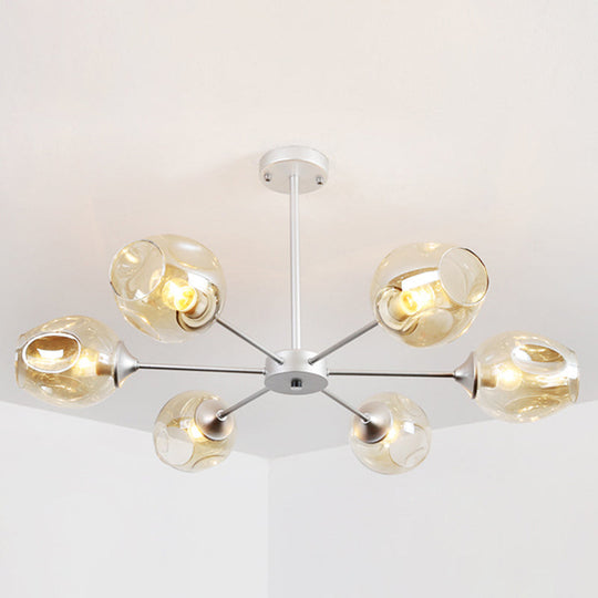 Alrami - Contemporary Hanging Lamp: Whiskey Glass Branch Light 6 / Silver Cognac