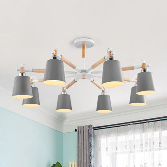 Monica - Modern Multi - Colored Solid Wood Chandelier With Metal Shade