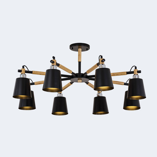 Monica - Modern Multi - Colored Solid Wood Chandelier With Metal Shade 8 / Black