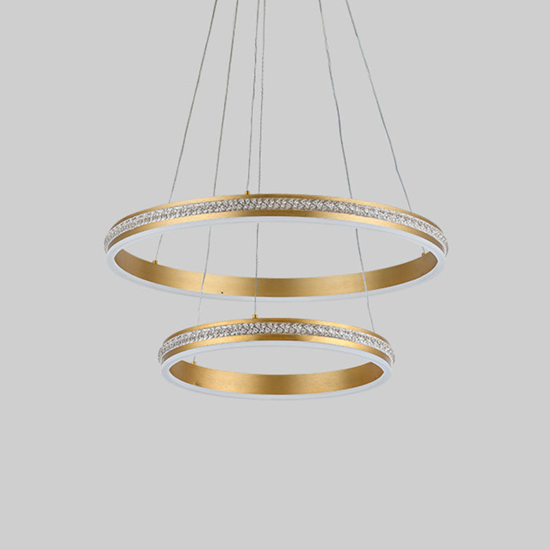 Gianfar - 16 + 24 2 - Tiered Gold Led Chandelier With Diamond Stripes Shade