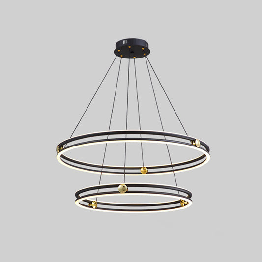 Patricia - Modern Multi Tiered Black Pendant Lamp / 16 + 23.5