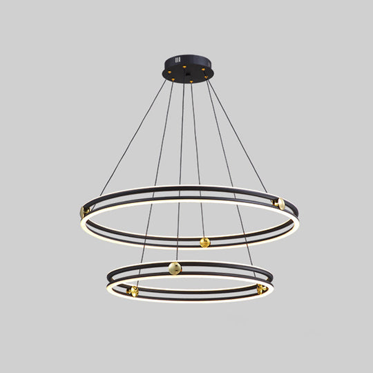 Patricia - Modern Multi Tiered Black Pendant Lamp / 16 + 23.5