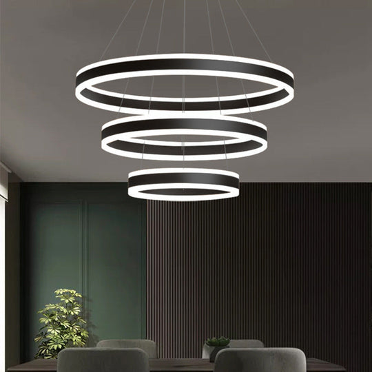 Francesca - Modern 23.6 + 31.5 + 39.3 Diameter 3 - Tiered Led Chandelier Aluminum Ring - Shaped