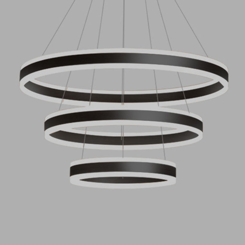 Francesca - Modern 23.6 + 31.5 + 39.3 Diameter 3 - Tiered Led Chandelier Aluminum Ring - Shaped