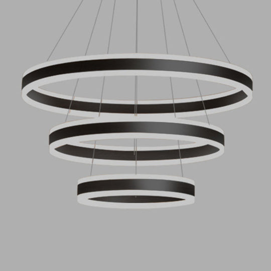 Francesca - Modern 23.6 + 31.5 + 39.3 Diameter 3 - Tiered Led Chandelier Aluminum Ring - Shaped