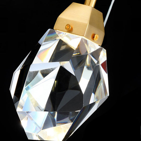 Contemporary Gold Crystal Stone - Shaped Pendant Light Fixture With Down Lighting For A Modern Touch