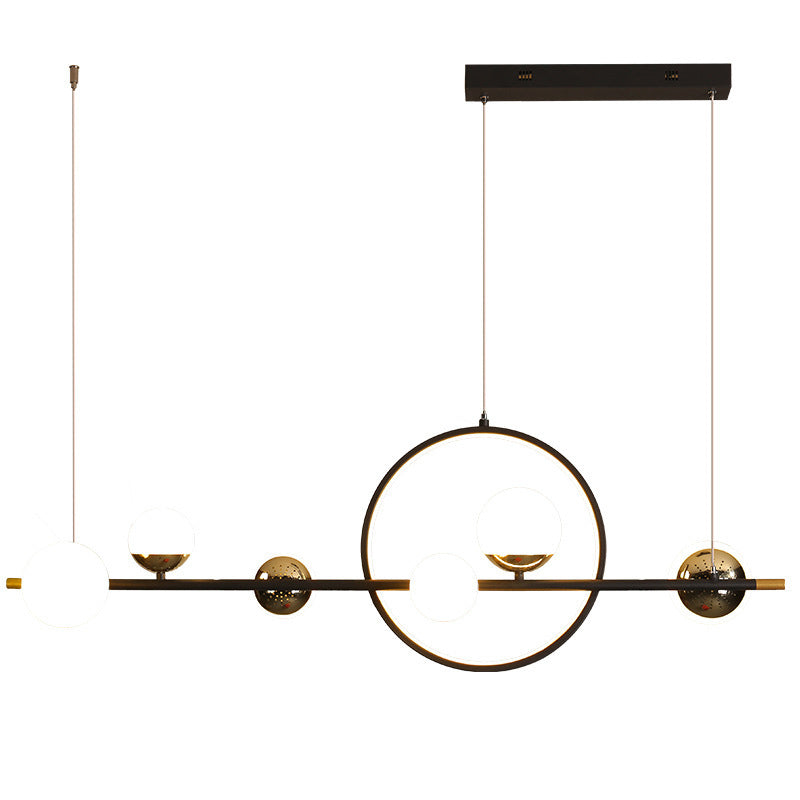 Karen’s 6 Light Modern Black Metal Spherical Glass Island Pendant Lighting For Dining Room