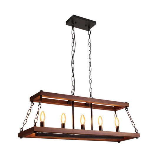 Vintage 3/5 Lights Dining Room Island Lighting Fixture In Brown Pendant