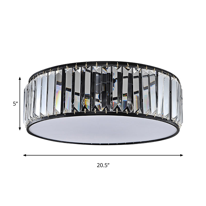 Simple Crystal - Shaded Drum Flush Mount Lamp - Black/Bronze 3/4/5 - Light Fixture For Bedrooms