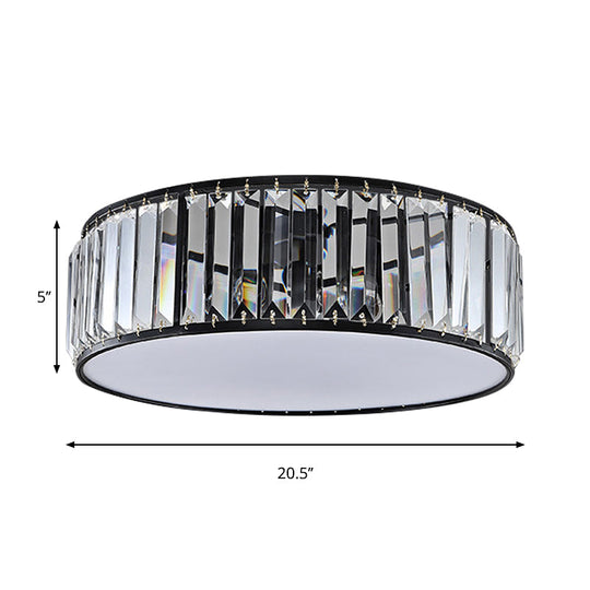 Simple Crystal - Shaded Drum Flush Mount Lamp - Black/Bronze 3/4/5 - Light Fixture For Bedrooms