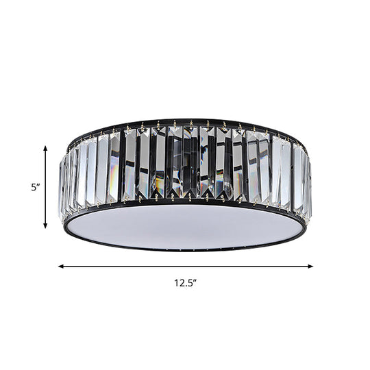 Simple Crystal - Shaded Drum Flush Mount Lamp - Black/Bronze 3/4/5 - Light Fixture For Bedrooms
