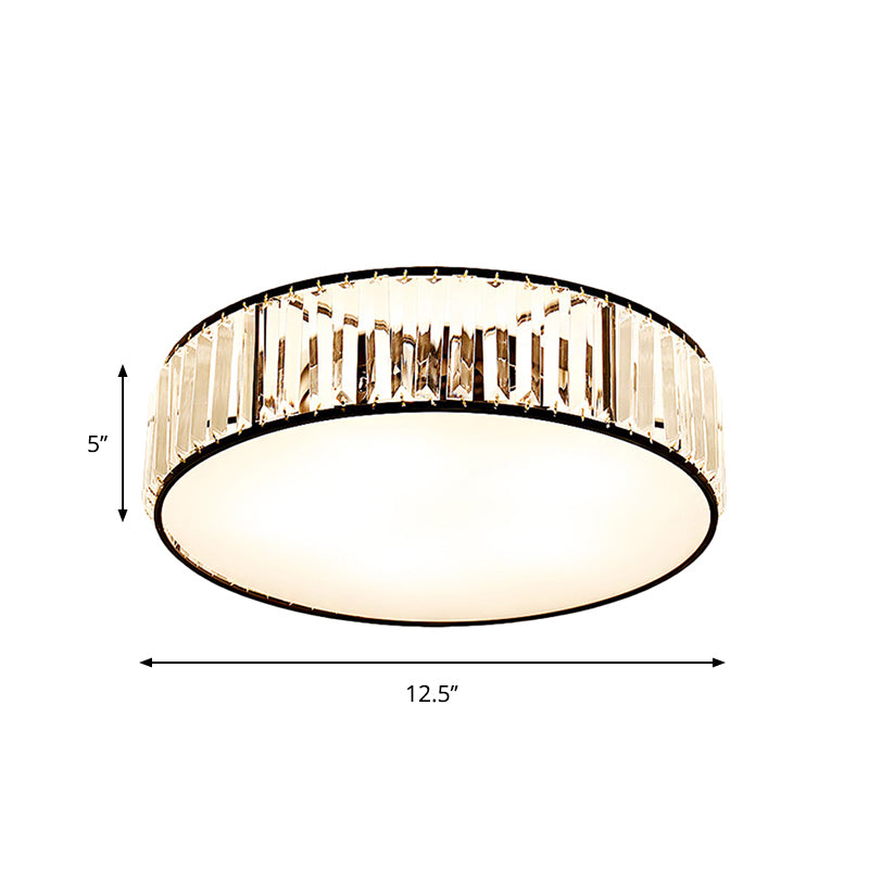 Simple Crystal - Shaded Drum Flush Mount Lamp - Black/Bronze 3/4/5 - Light Fixture For Bedrooms