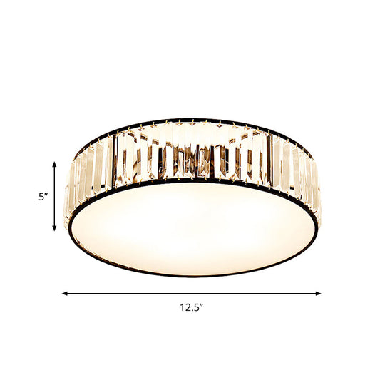 Simple Crystal - Shaded Drum Flush Mount Lamp - Black/Bronze 3/4/5 - Light Fixture For Bedrooms