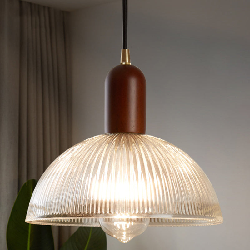 Abigail - Vintage 1 Light Bowl Hanging Fixtures Ribbed Glass Ceiling For Restaurant