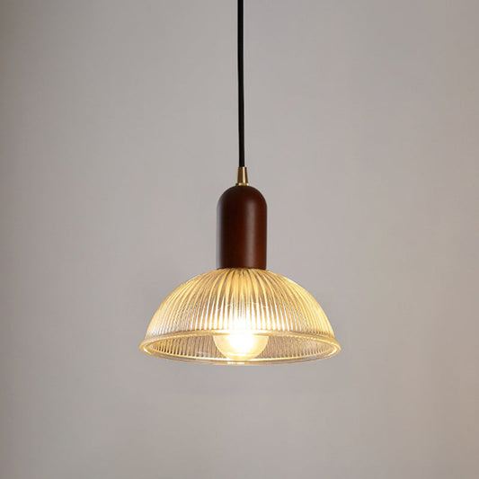 Abigail - Vintage 1 Light Bowl Hanging Fixtures Ribbed Glass Ceiling For Restaurant Clear / 8.5