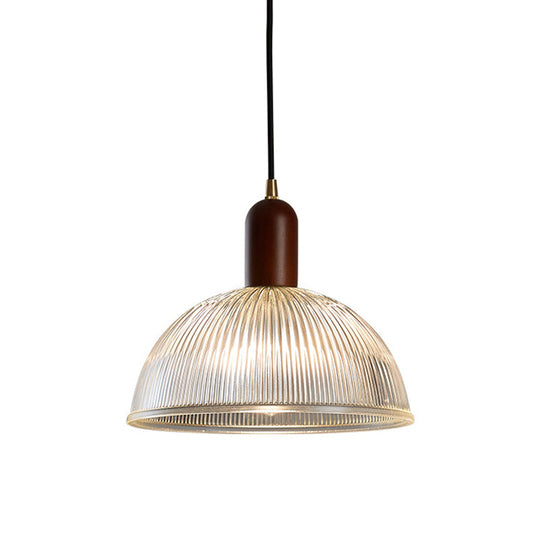 Abigail - Vintage 1 Light Bowl Hanging Fixtures Ribbed Glass Ceiling For Restaurant