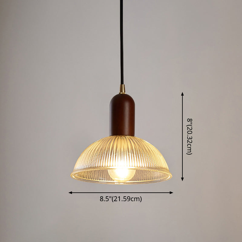 Abigail - Vintage 1 Light Bowl Hanging Fixtures Ribbed Glass Ceiling For Restaurant