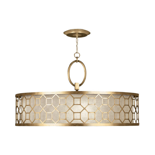 Drum Style 3 - Light Chandelier Brass Hanging Ceiling Lamp In Gold Pendant Lighting