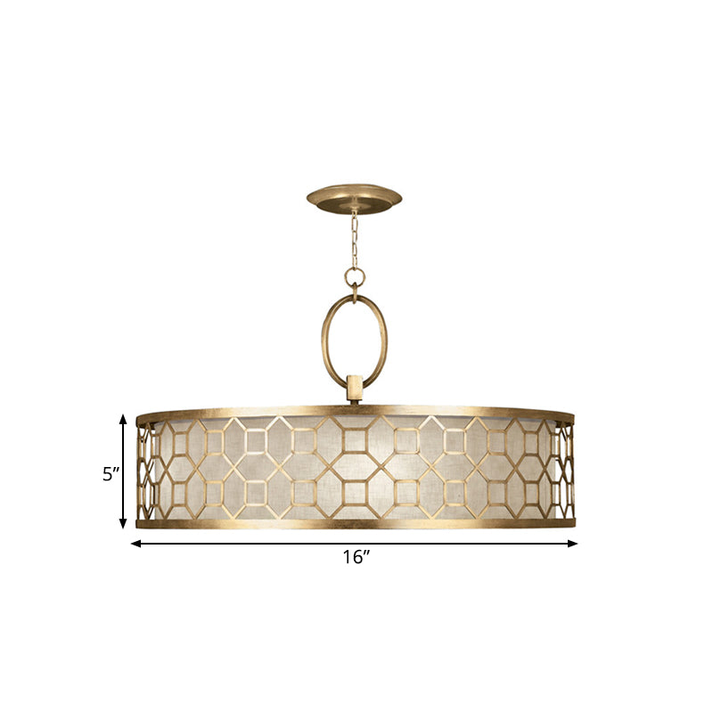Drum Style 3 - Light Chandelier Brass Hanging Ceiling Lamp In Gold Pendant Lighting