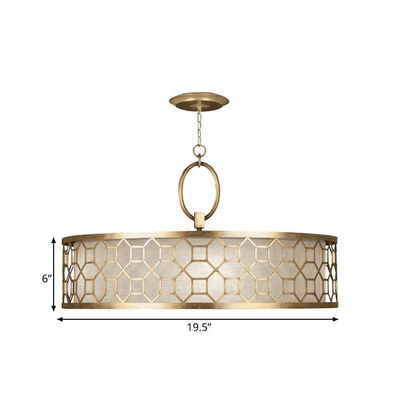 Drum Style 3 - Light Chandelier Brass Hanging Ceiling Lamp In Gold Pendant Lighting