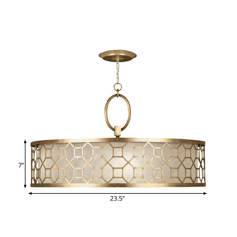 Drum Style 3 - Light Chandelier Brass Hanging Ceiling Lamp In Gold Pendant Lighting