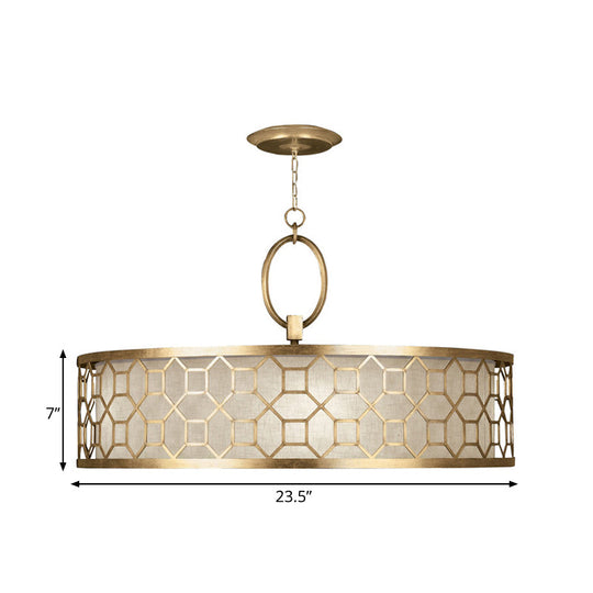 Drum Style 3 - Light Chandelier Brass Hanging Ceiling Lamp In Gold Pendant Lighting