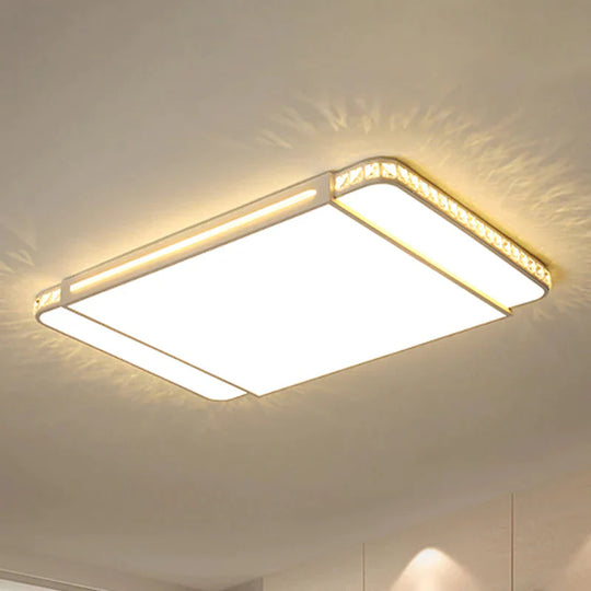 LED Acrylic Flush Light Modern Style White Rectangle Living Room Flush Mount Lamp in White Light/Remote Control Stepless Dimming - White - Clearhalo - 'Ceiling Lights' - 'Close To Ceiling Lights' - 'Close to ceiling' - 'Flush mount' - Lighting' - 266262