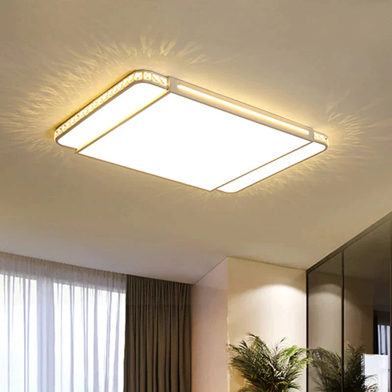 LED Acrylic Flush Light Modern Style White Rectangle Living Room Flush Mount Lamp in White Light/Remote Control Stepless Dimming - Clearhalo - 'Ceiling Lights' - 'Close To Ceiling Lights' - 'Close to ceiling' - 'Flush mount' - Lighting' - 266264