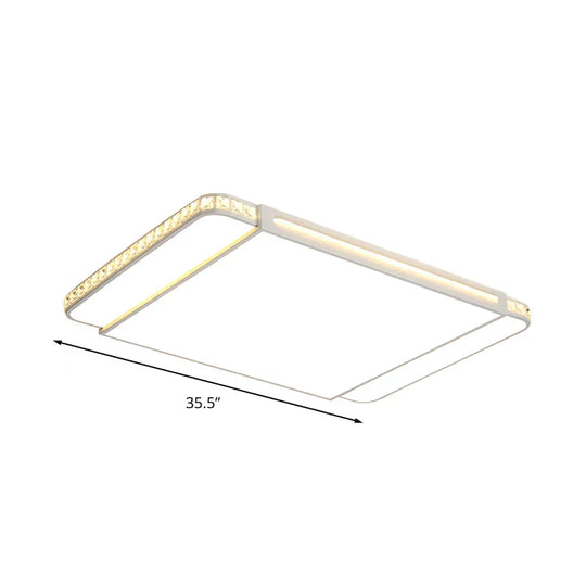 LED Acrylic Flush Light Modern Style White Rectangle Living Room Flush Mount Lamp in White Light/Remote Control Stepless Dimming - Clearhalo - 'Ceiling Lights' - 'Close To Ceiling Lights' - 'Close to ceiling' - 'Flush mount' - Lighting' - 266267