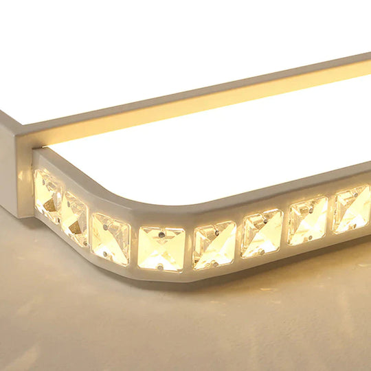 LED Acrylic Flush Light Modern Style White Rectangle Living Room Flush Mount Lamp in White Light/Remote Control Stepless Dimming - Clearhalo - 'Ceiling Lights' - 'Close To Ceiling Lights' - 'Close to ceiling' - 'Flush mount' - Lighting' - 266268