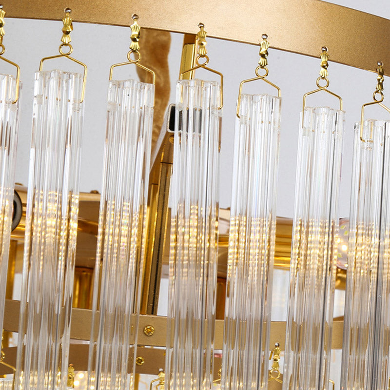 Modern Gold 10 - Head Tiered Led Crystal Pendant Chandelier Light For Living Room Lighting